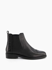 Dune London Black Quest Brogue Detail Chelsea Boots - Image 1 of 5