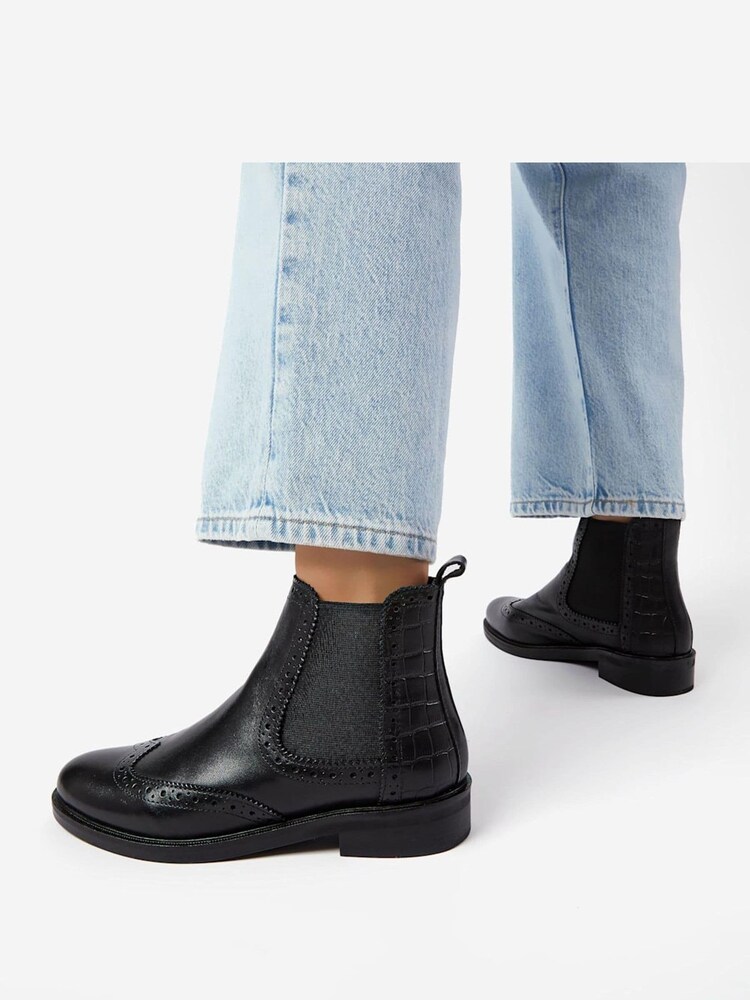 Dune London Black Quest Brogue Detail Chelsea Boots - Image 5 of 5