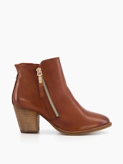 Dune London Brown Paice Zip-Up Western Ankle Boots - Image 1 of 1