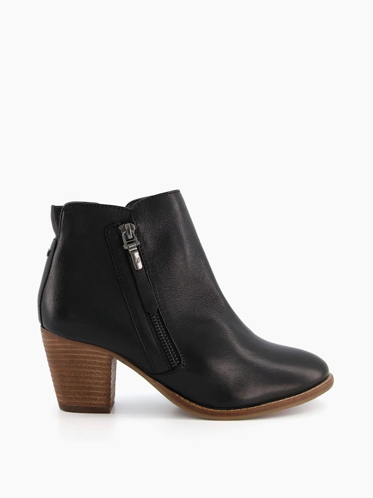 Dune London Black Paice Zip-Up Western Ankle Boots - Image 1 of 1