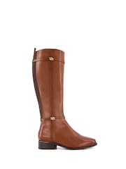Dune London Brown Tap Buckle Trim High Boots - Image 1 of 5