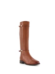 Dune London Brown Tap Buckle Trim High Boots - Image 3 of 5