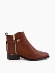 Dune London Brown Standard Fit Pap Buckle Trim Ankle Boots - Image 2 of 5