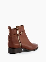 Dune London Brown Standard Fit Pap Buckle Trim Ankle Boots - Image 4 of 5