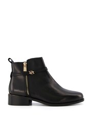 Dune London Black Standard Fit Pap Buckle Trim Ankle Boots - Image 2 of 5