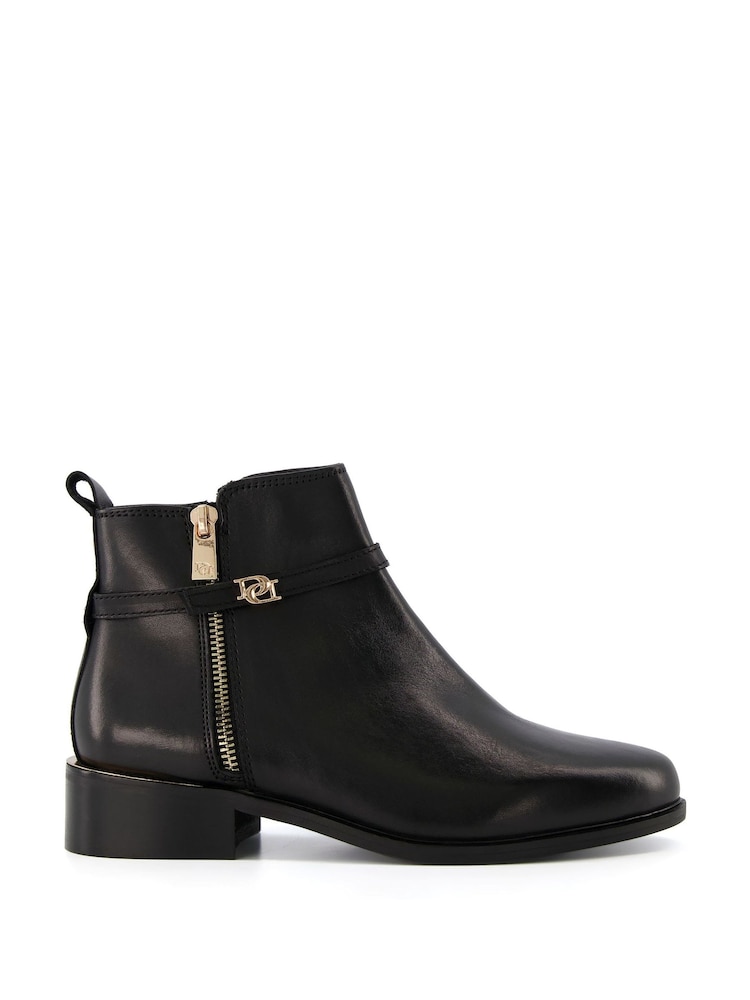 Dune London Black Standard Fit Pap Buckle Trim Ankle Boots - Image 2 of 5