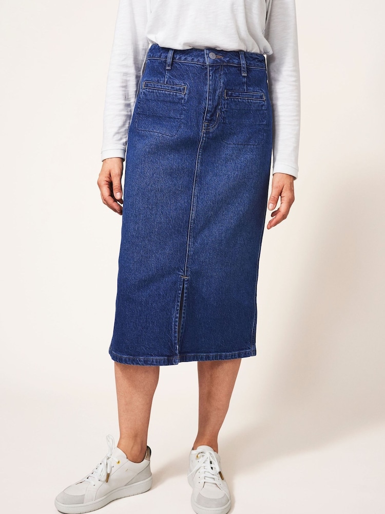 White Stuff Denim Poppy Denim Midi Skirt - Image 1 of 6 White Stuff Denim Poppy Denim Midi Skirt - Image 1 of 6