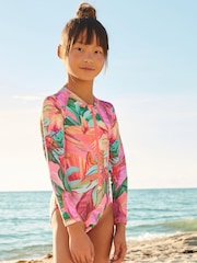 Mango Palm Print Long Sleeved Swimsuit (3-16yrs) - Image 1 of 4