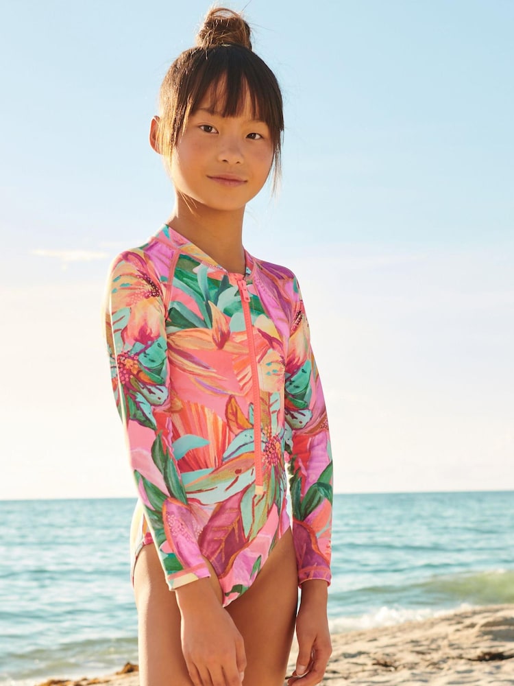 Mango Palm Print Long Sleeved Swimsuit (3-16yrs) - Image 1 of 4