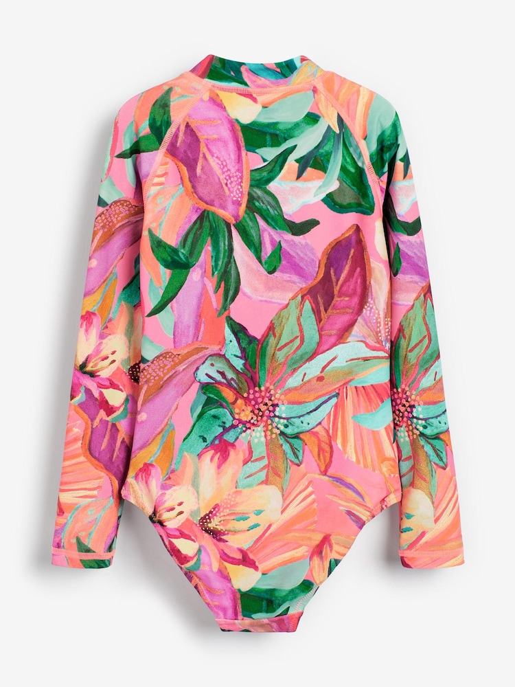 Mango Palm Print Long Sleeved Swimsuit (3-16yrs) - Image 3 of 4