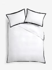 White/Black Cotton Rich Oxford Duvet Cover and Pillowcase Set - Image 7 of 7