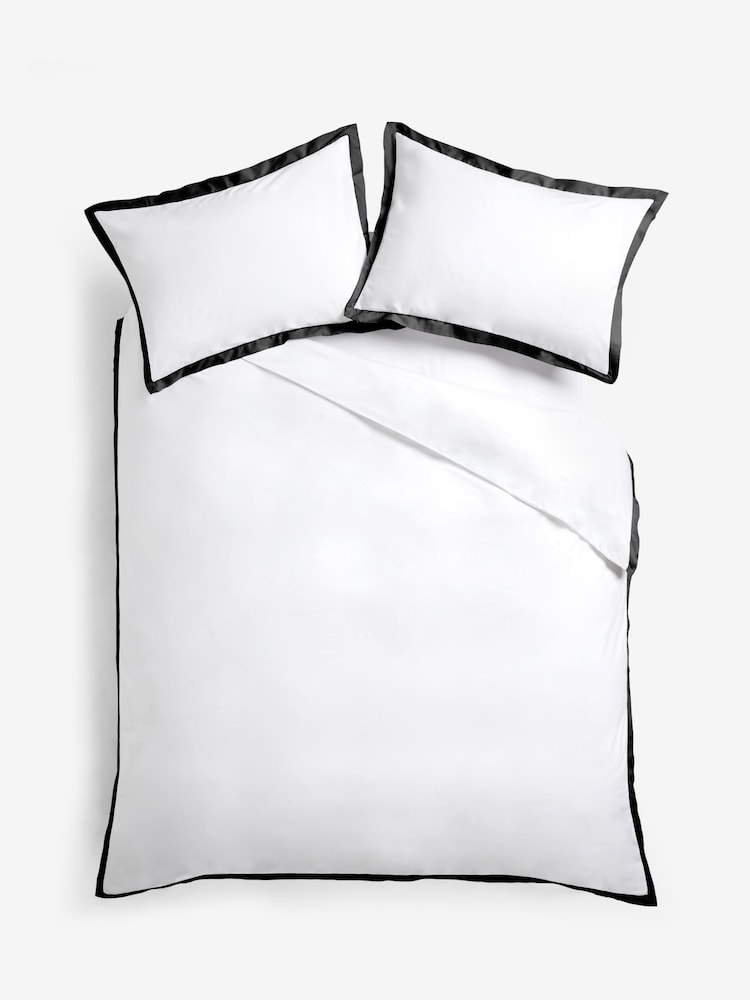 White/Black Cotton Rich Oxford Duvet Cover and Pillowcase Set - Image 7 of 7