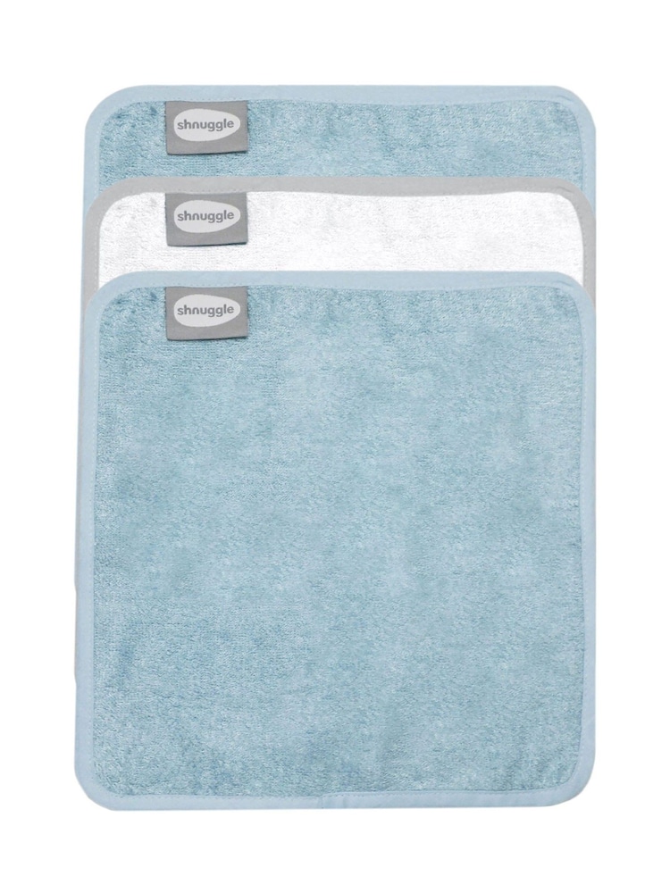 Shnuggle 3 Pack Blue Wash Cloths - Image 1 of 3