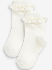 Cream 2 Pack Cotton Rich Ruffle Ankle Socks - Image 1 of 2