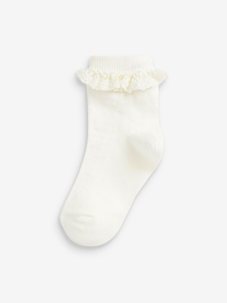 Cream 2 Pack Cotton Rich Ruffle Ankle Socks - Image 2 of 2