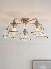 Brushed Chrome Gloucester 5 Light Flush Ceiling Light - Image 1 of 6