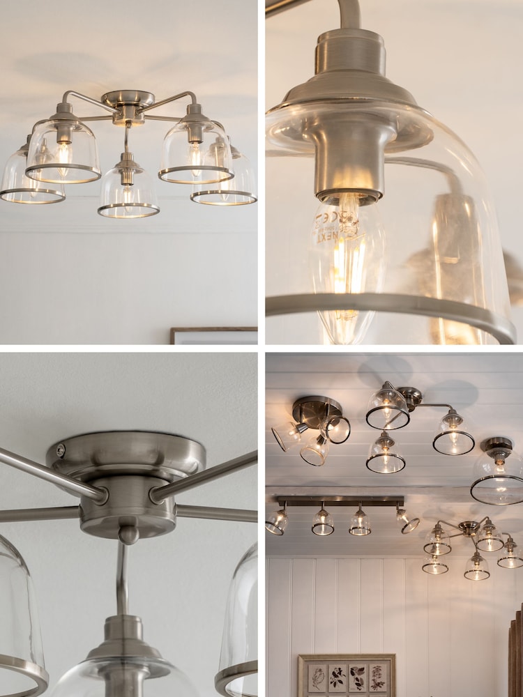 Brushed Chrome Gloucester 5 Light Flush Ceiling Light - Image 2 of 6