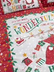 Bedlam Red Santa Stop Here Duvet Cover and Pillowcase Set - Image 1 of 4