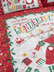 Bedlam Red Santa Stop Here Duvet Cover and Pillowcase Set - Image 2 of 4