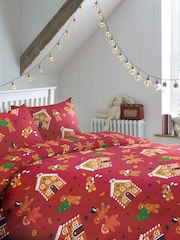 Bedlam Red Gingerbread Christmas Duvet Cover and Pillowcase Set - Image 1 of 4
