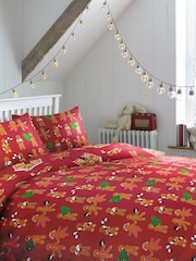 Bedlam Red Gingerbread Christmas Duvet Cover and Pillowcase Set - Image 2 of 4