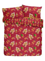 Bedlam Red Gingerbread Christmas Duvet Cover and Pillowcase Set - Image 4 of 4