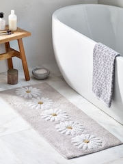 Grey Daisy 100% Cotton Runner Bath Mat - Image 1 of 4