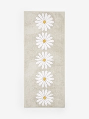 Grey Daisy 100% Cotton Runner Bath Mat - Image 3 of 4