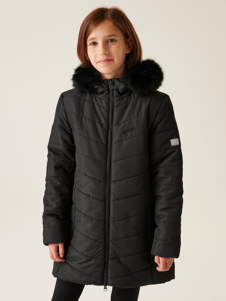 Regatta Black Shower Resistant Fabrizia Insulated Thermal Longline Jacket - Image 1 of 7