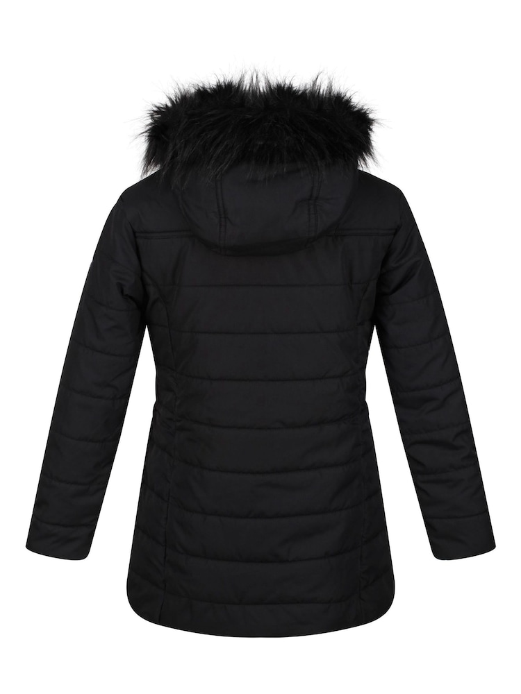 Noir - Regatta Résistant à la douche Fabrizia Insulated Thermal Longline Veste - Image 5 of 7