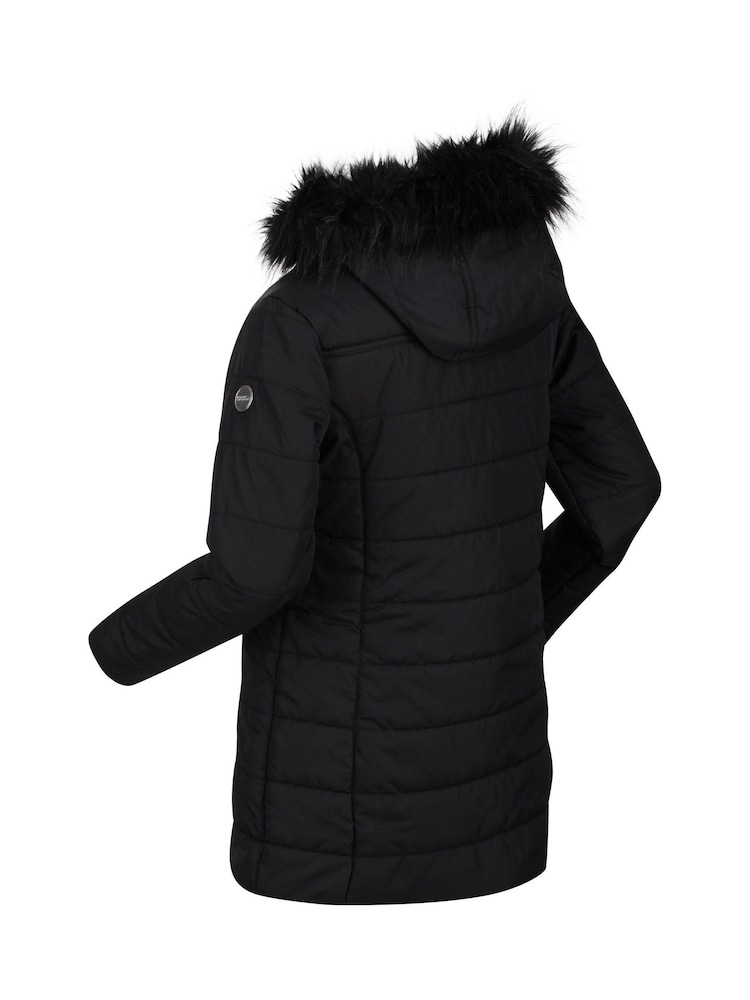 Regatta Black Shower Resistant Fabrizia Insulated Thermal Longline Jacket - Image 7 of 7