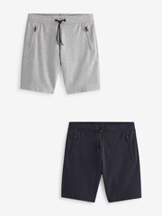 Navy Blue/Grey 2 Pack Straight Zip Pocket Jersey Shorts - Image 6 of 14