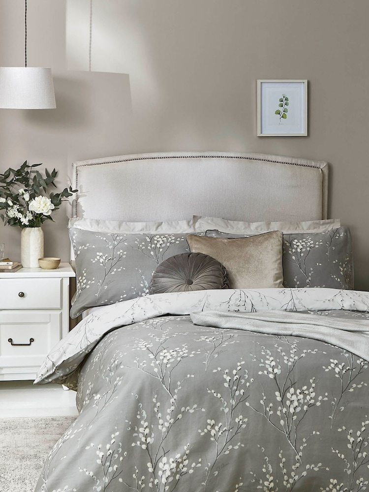 Laura Ashley Steel Grey Pussy Willow 100% Cotton Duvet Cover and Pillowcase Set - Image 1 of 5