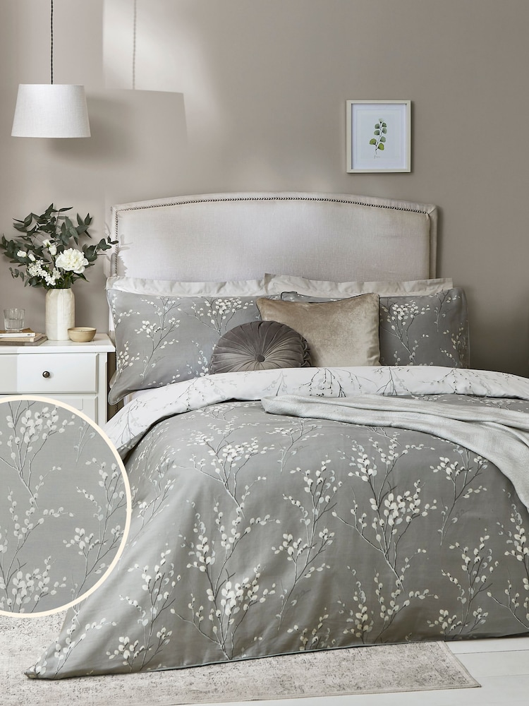 Laura Ashley Steel Grey Pussy Willow 100% Cotton Duvet Cover and Pillowcase Set - Image 2 of 5