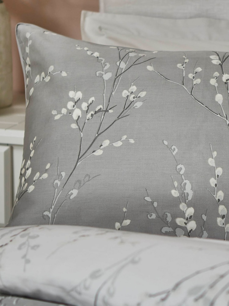 Laura Ashley Set of 2 Steel Grey Pussy Willow 100% Cotton Pillowcases - Image 2 of 4