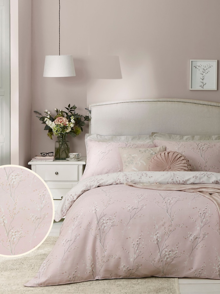 Laura Ashley Blush Pink Pussy Willow 100% Cotton Duvet Cover and Pillowcase Set - Image 2 of 5