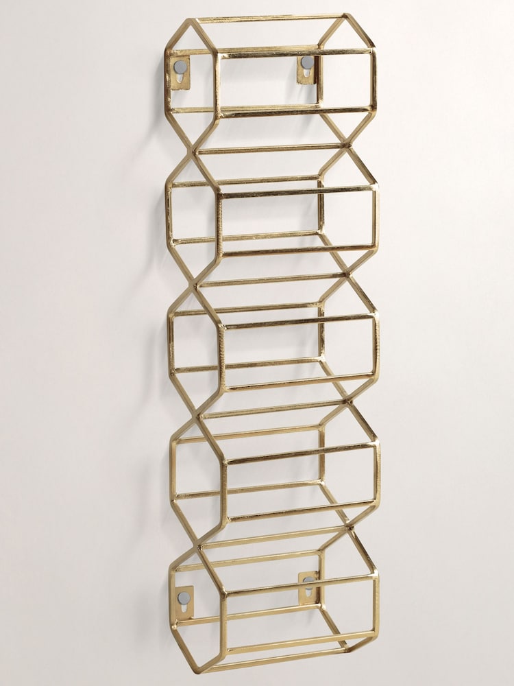 Oliver Bonas Gold Hexagon Wine Wall Rack - Image 1 of 3