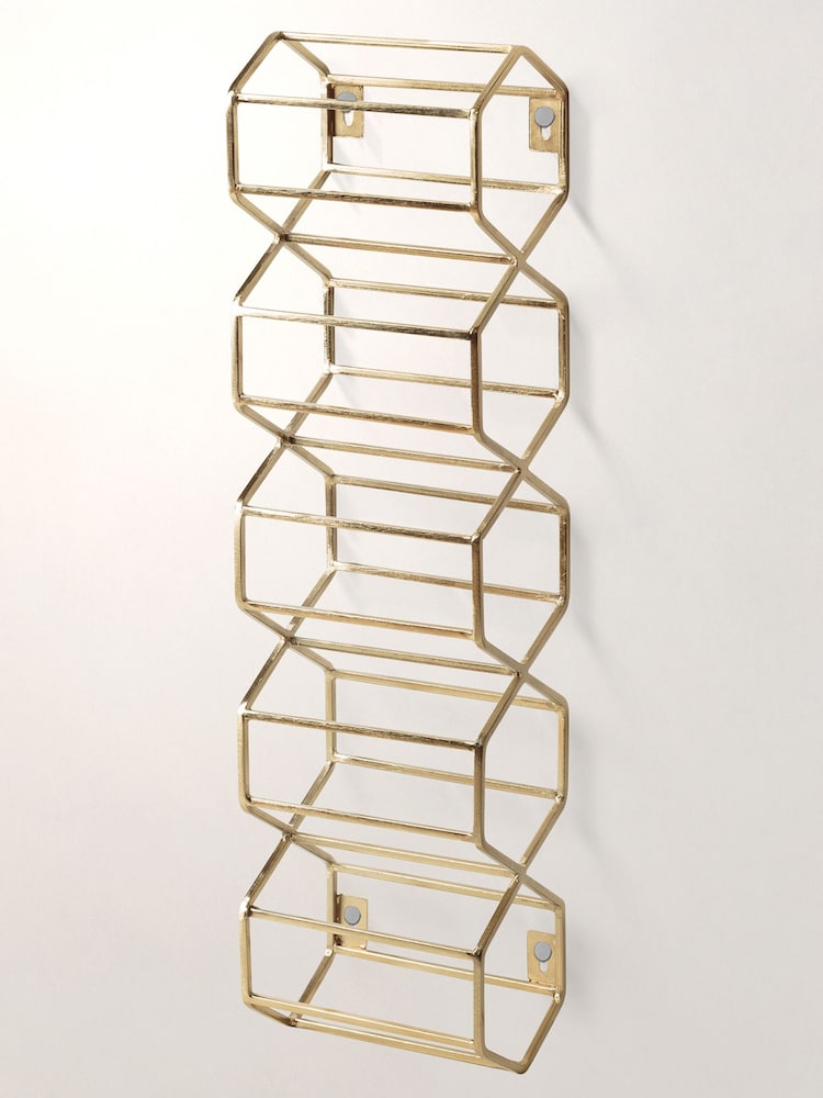 Oliver Bonas Gold Hexagon Wine Wall Rack - Image 2 of 3