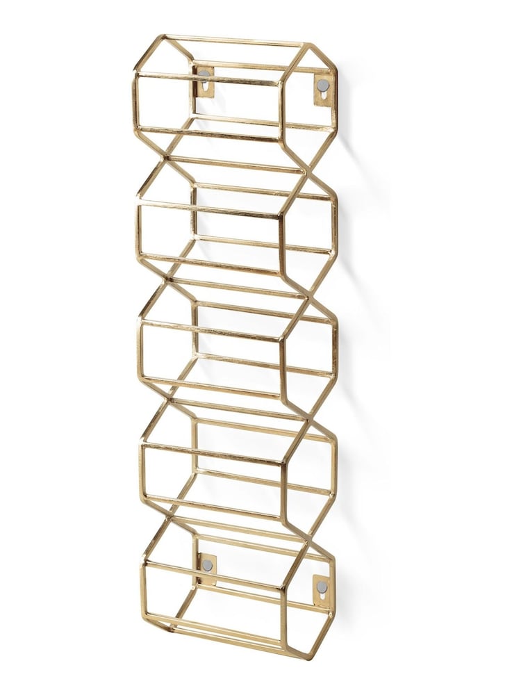 Oliver Bonas Gold Hexagon Wine Wall Rack - Image 3 of 3 Oliver Bonas Gold Hexagon Wine Wall Rack - Image 3 of 3