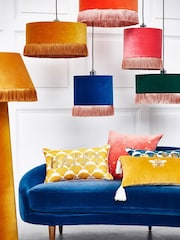 Oliver Bonas Yellow Velvet and Tassel Light Shade - Image 2 of 3