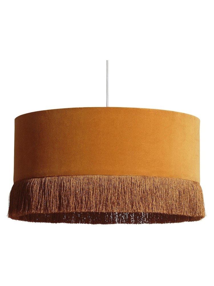Oliver Bonas Yellow Velvet and Tassel Light Shade - Image 3 of 3