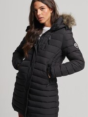 Schwarz - Superdry Super Fuji Wattierter Mantel - Bild 3 von 7