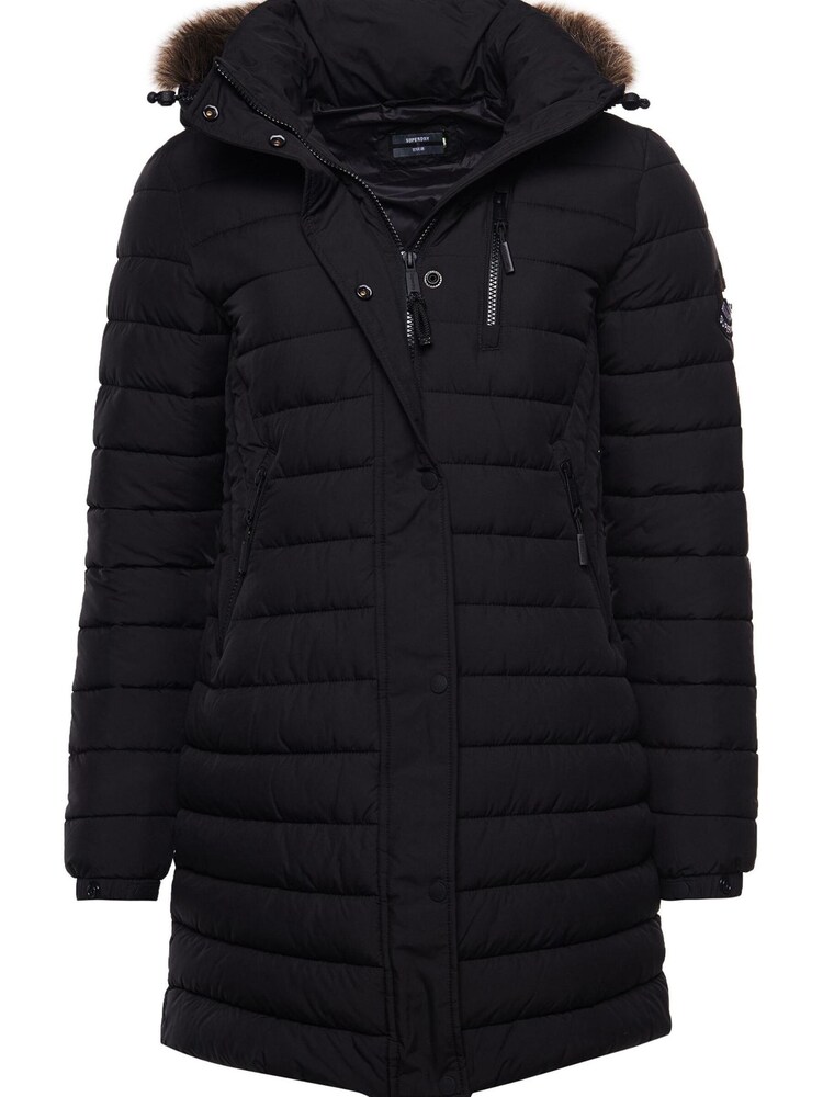Schwarz - Superdry Super Fuji Wattierter Mantel - Bild 7 von 7