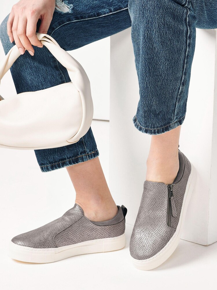 Grey Forever Comfort® Side Zip Slip On Trainers - Image 1 of 5
