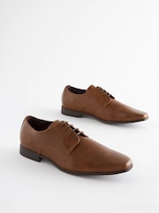 Tan Brown Slim Square Derby Shoes - Image 1 of 10
