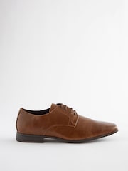 Tan Brown Slim Square Derby Shoes - Image 2 of 10