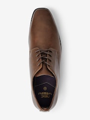 Tan Brown Slim Square Derby Shoes - Image 4 of 10