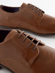 Tan Brown Slim Square Derby Shoes - Image 6 of 10