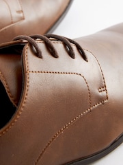 Tan Brown Slim Square Derby Shoes - Image 8 of 10