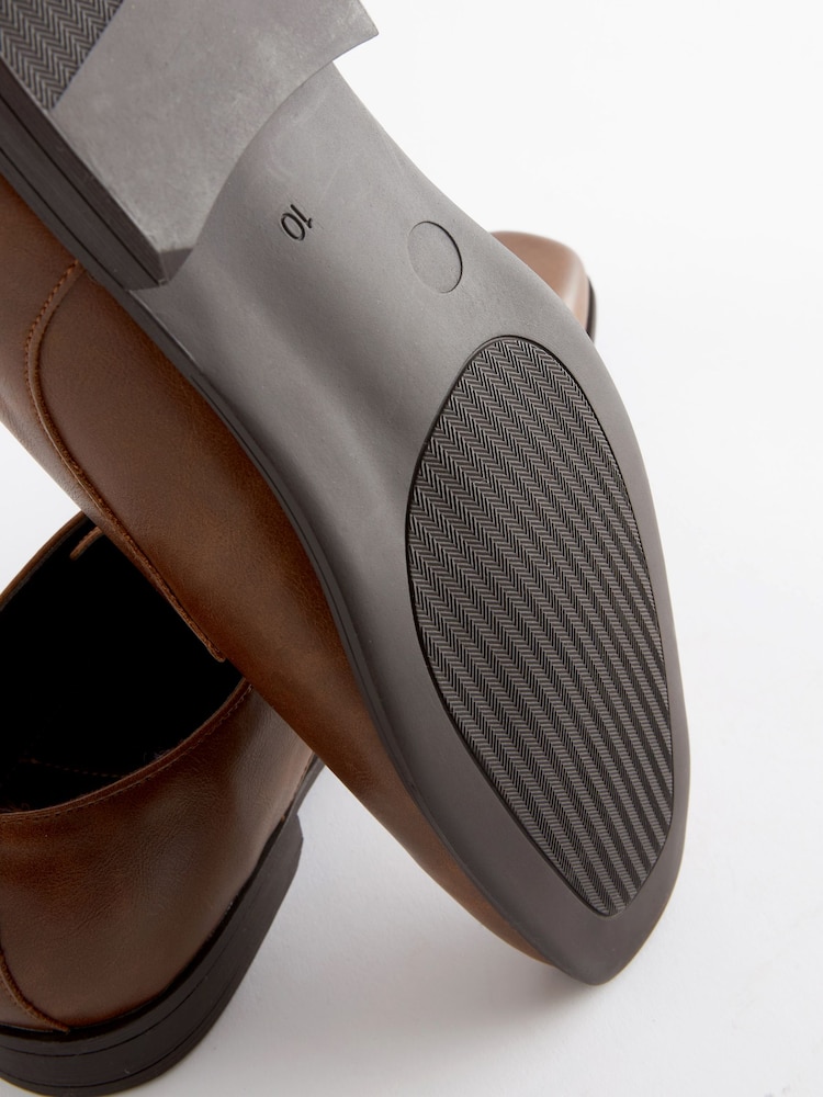 Tan Brown Slim Square Derby Shoes - Image 9 of 10